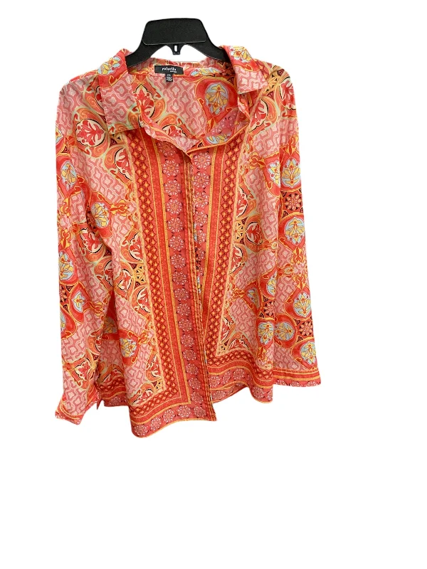 Casual Footwear Top Long Sleeve By Rafaella In Orange, Size: 2x