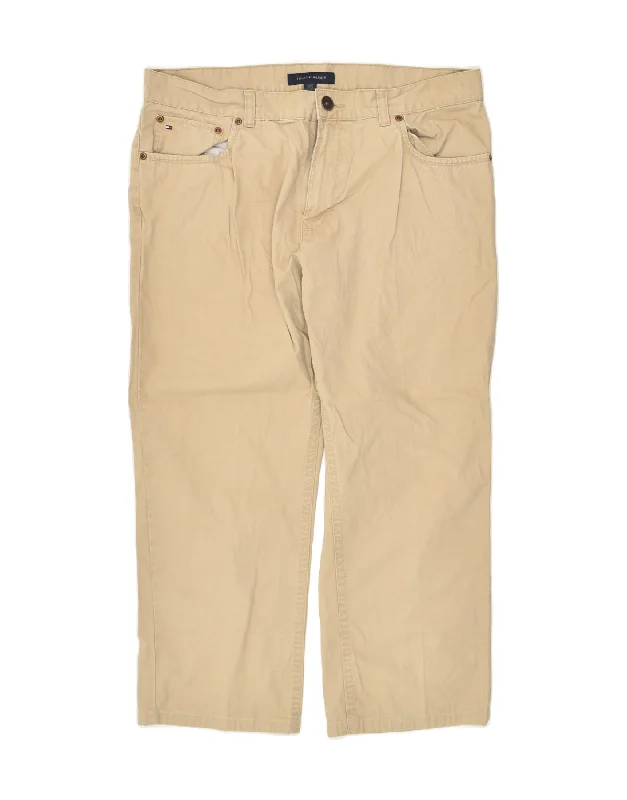 Layered Outfits TOMMY HILFIGER Mens Straight Casual Trousers W34 L30  Beige Cotton