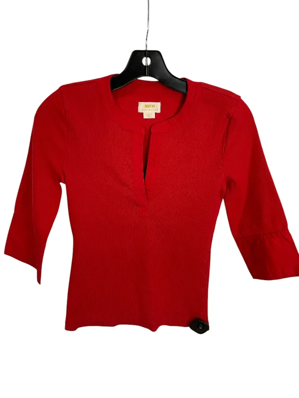 Dress Shoes Top Long Sleeve By Maeve In Red, Size: Xs