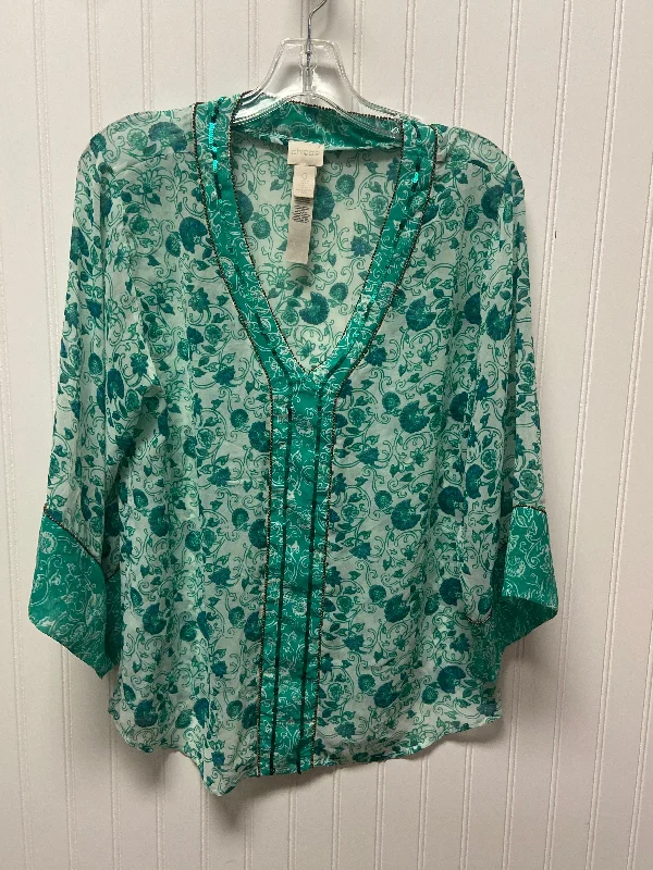 Winter Accessories Top Long Sleeve By Chicos In Green, Size: S