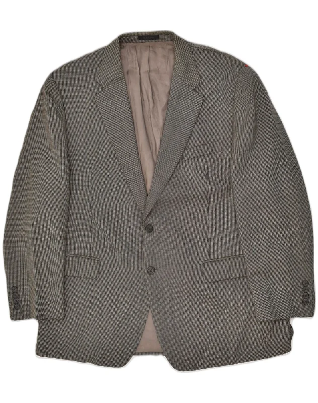 Modern Coats CHAPS Mens 2 Button Blazer Jacket UK 46 3XL Grey Check Wool