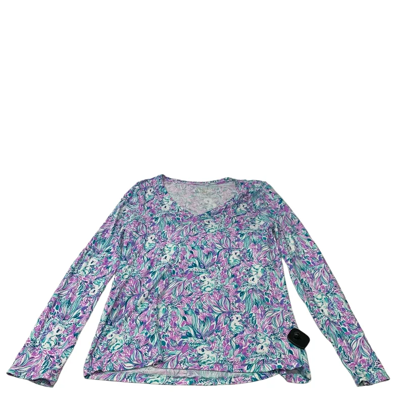 Urban Vests Top Long Sleeve Designer By Lilly Pulitzer In Blue & Purple, Size: M