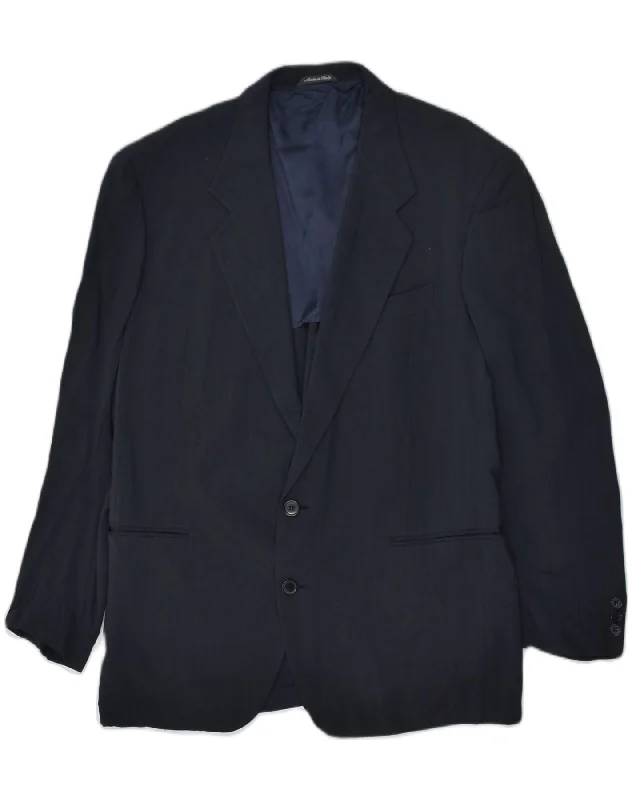 Athletic Vests GIANFRANCO FERRE Mens 2 Button Blazer Jacket IT 52 XL Navy Blue Cotton