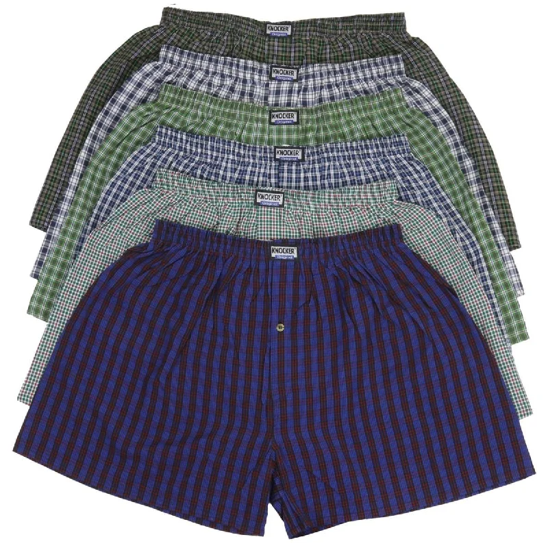 Casual Coats 6-Pack: Men's Plaid Premium Cotton Woven Boxer Shorts