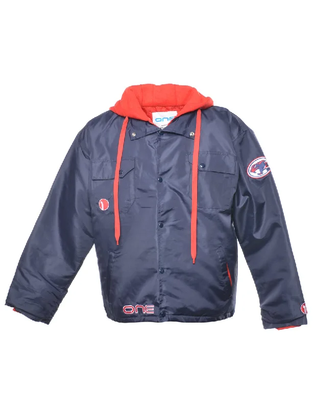 Athleisure Wear Navy & Red Zip-Front Jacket - L