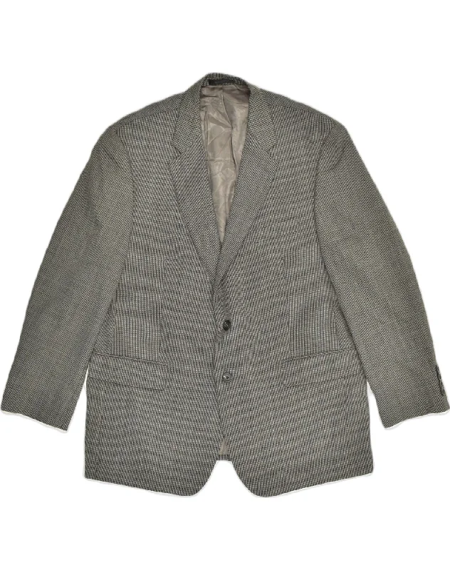 Sweater Vest CHAPS Mens Short 2 Button Blazer Jacket UK 44 2XL Grey Houndstooth Wool