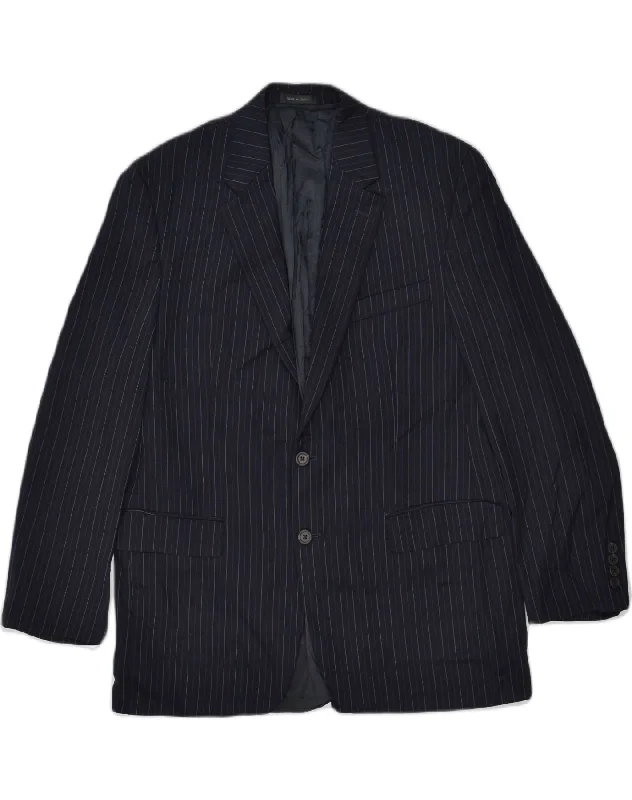 Sporty Blazers CHAPS Mens Slim 2 Button Blazer Jacket UK 42 XL Navy Blue Striped Wool