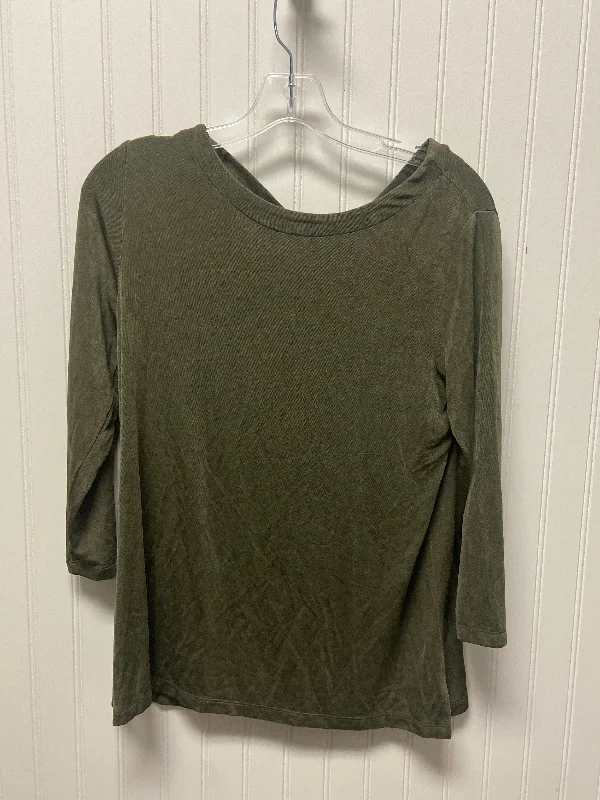 Designer Outerwear Top Long Sleeve By Chicos In Green, Size: M