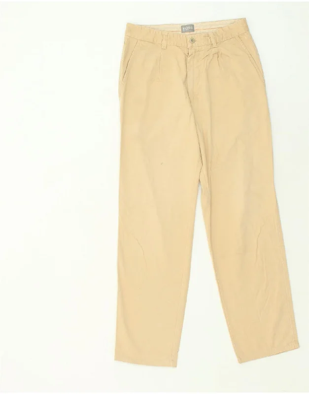 Cool Boots HUGO BOSS Mens Straight Chino Trousers IT 46 Small W30 L30  Beige Cotton