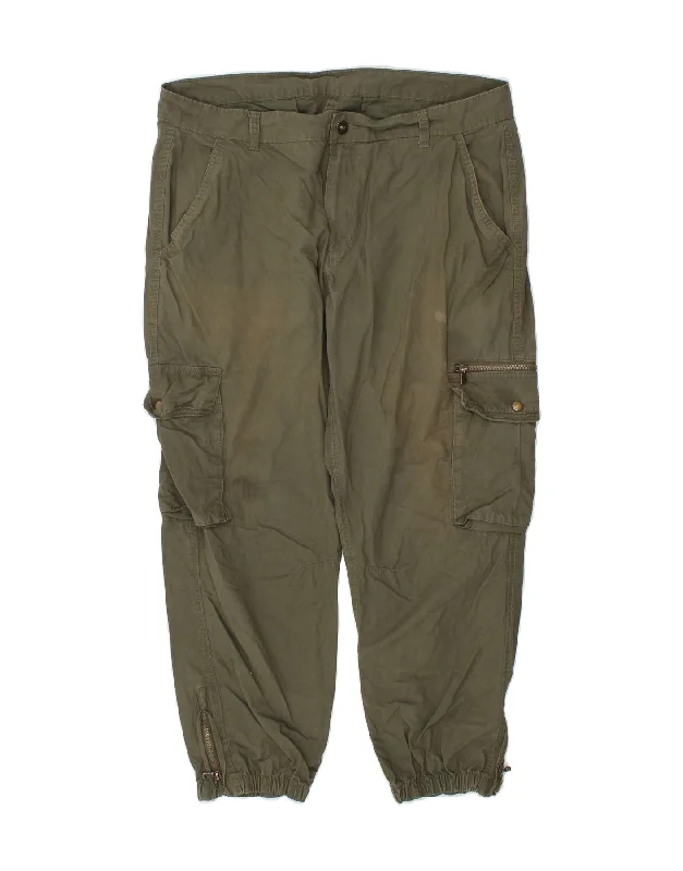 Office Attire PIAZZA ITALIA Mens Joggers Cargo Trousers EU 52 XL W38 L26 Green