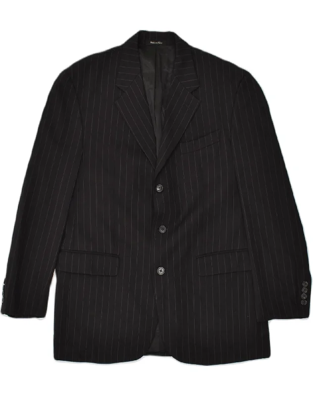 Activewear Gear CHAPS Mens 3 Button Blazer Jacket UK 40 Large Black Pinstripe Wool