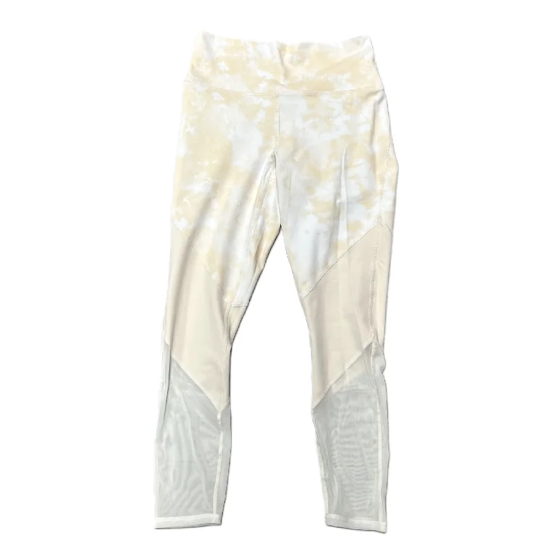 Street Boots Athletic Leggings By Fabletics In White & Yellow, Size: S