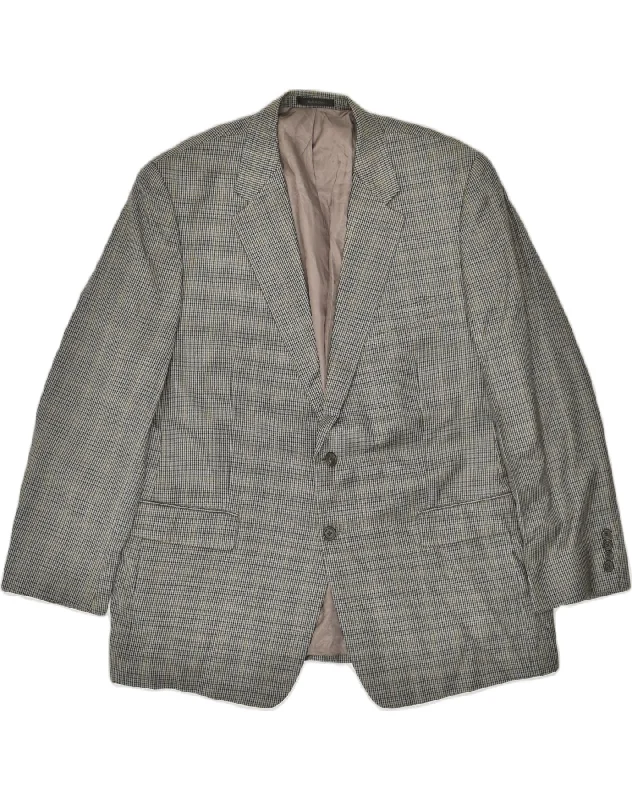 Trendy Outerwear CHAPS Mens 2 Button Blazer Jacket IT 48 Medium Grey Check Silk