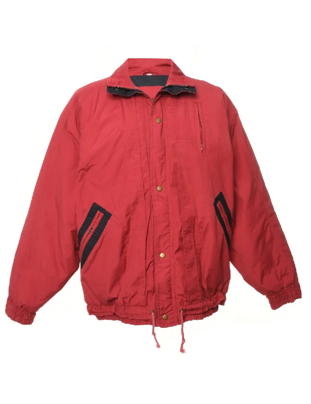 Cool Hoodies Red Zip Front Ski Jacket - M