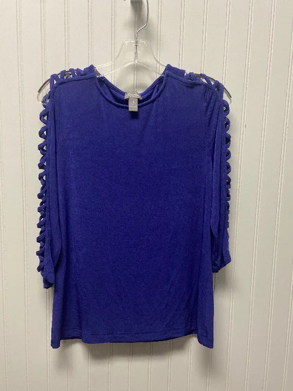 Rugged Jeans Top Long Sleeve By Chicos In Purple, Size: M