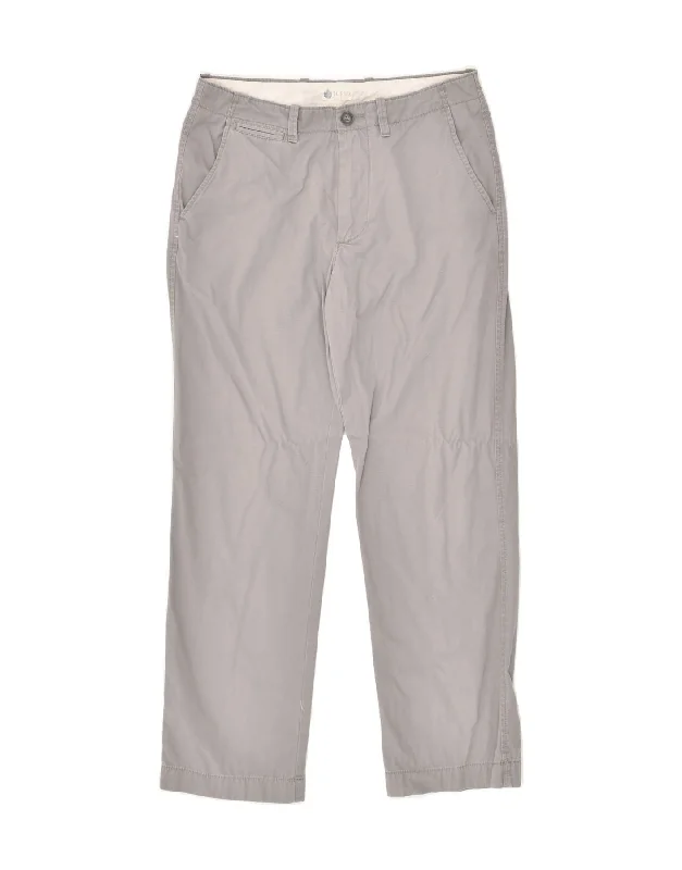 Hipster Style J. CREW Mens Straight Chino Trousers W30 L30 Grey Cotton