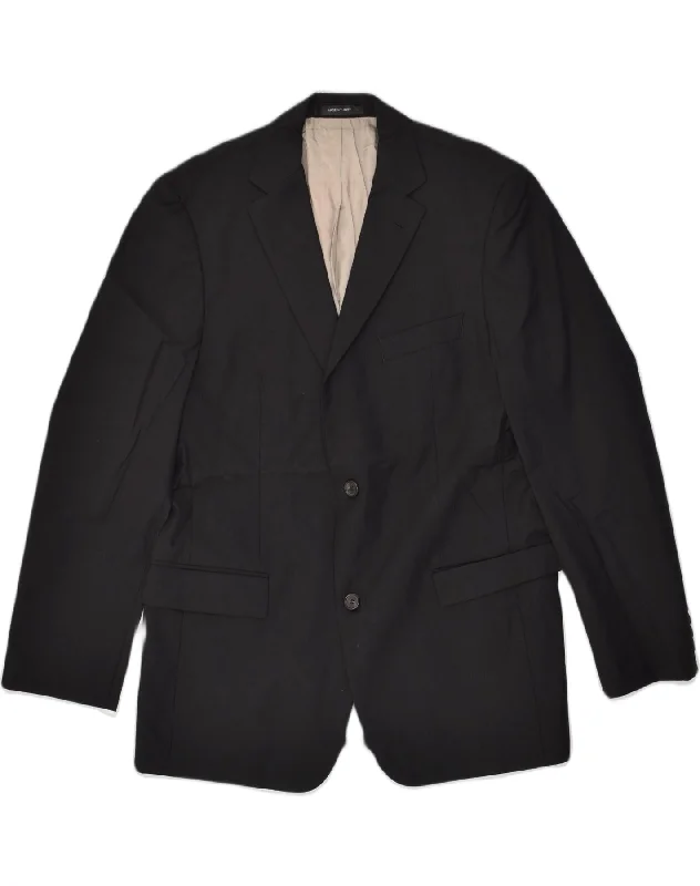 Utility Jackets HUGO BOSS Mens 2 Button Blazer Jacket UK 40 Large Black Virgin Wool