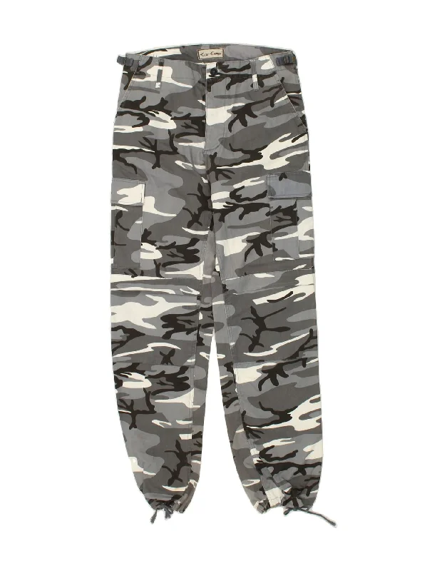 Printed Trousers VINTAGE Mens Joggers Cargo Trousers Small W30 L33 Grey Camouflage