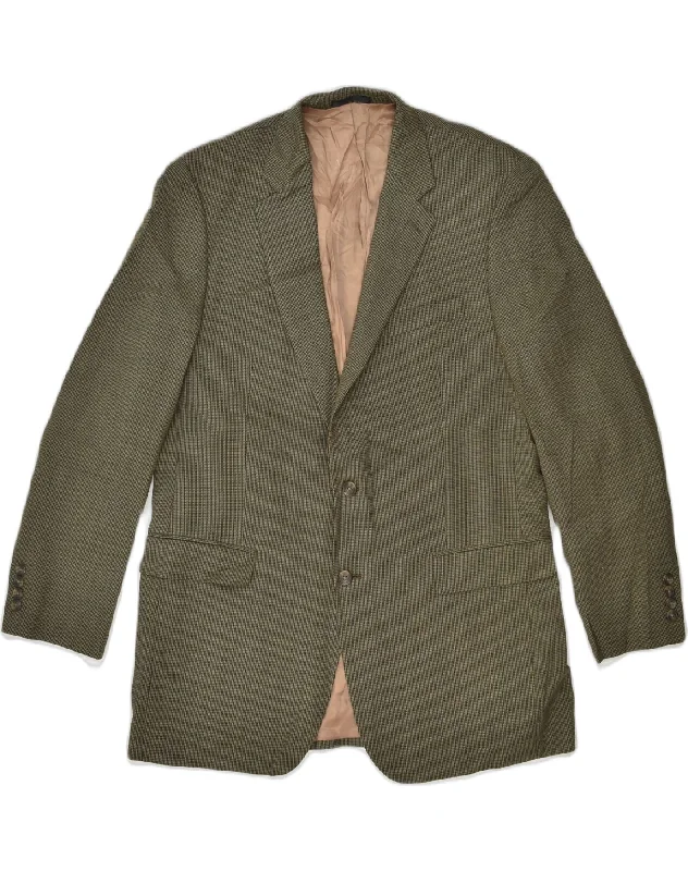 Comfortable Sneakers CHAPS Mens 2 Button Blazer Jacket UK 38 Medium Khaki Houndstooth Wool