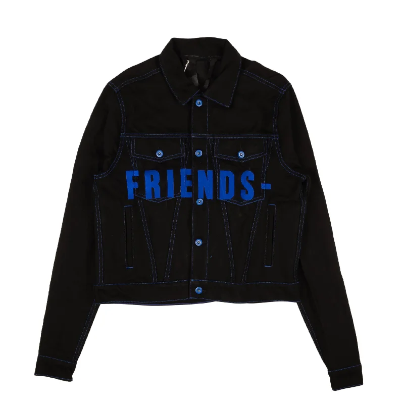 Trench Coats Vlone Friends Embroidery V Graphic Jacket - Black/Blue