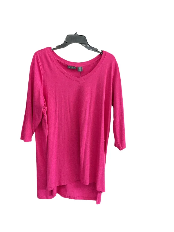 Athletic Vests Top 3/4 Sleeve Basic By Tahari By Arthur Levine In Pink, Size: 1x