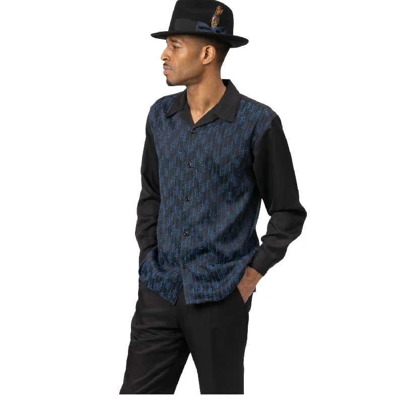 Athleisure Wear Fornax Collection: Men’s Walking Suit in Black/Blue by Montique