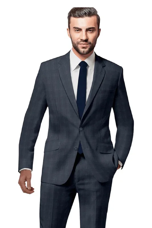 Urban Jackets Stylish Blue Windowpane Suit