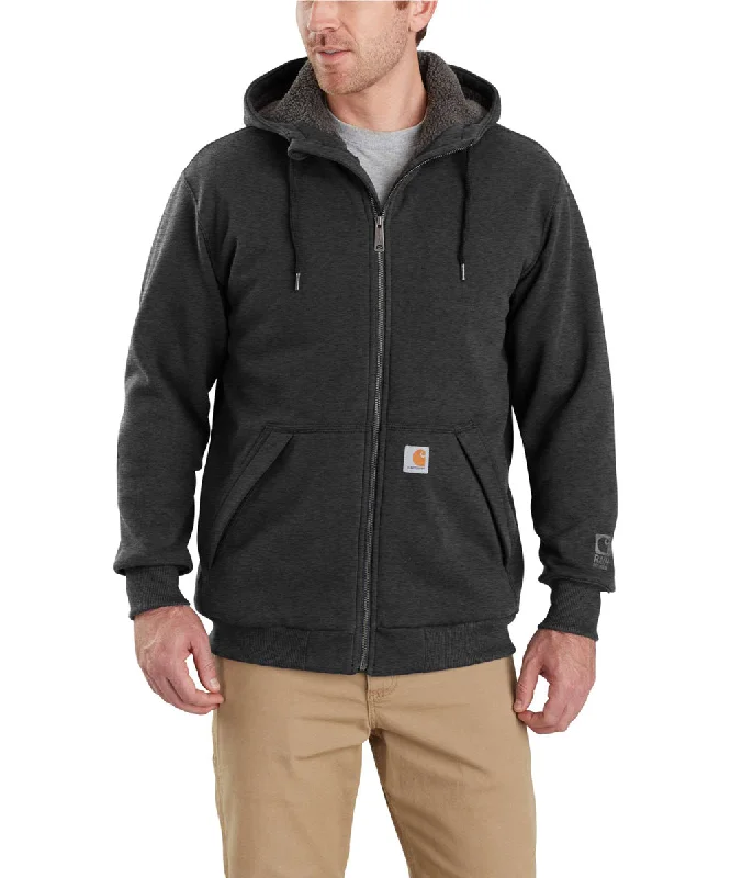 Street Denim Carhartt Rain Defender Rockland Sherpa-Lined Full-Zip Hooded Sweatshirt - Carbon Heather