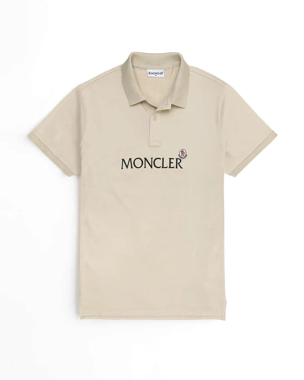 Wool Sweaters MO - Men 'Beige' Moncler Embroidered Logo Polo MO881