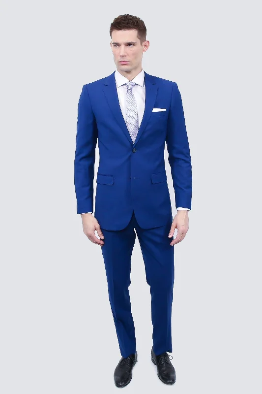 High-neck Sweaters Tailor's Stretch Blend Suit | French Blue Modern or Slim Fit