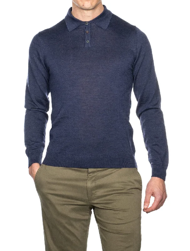 Light Jackets Merino Wool Polo Blue