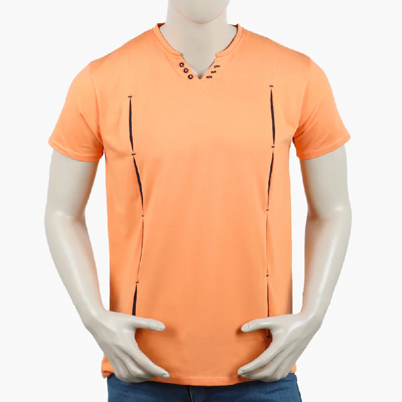 Street Casual Men's Round Neck Half Sleeves T-Shirt - Orange