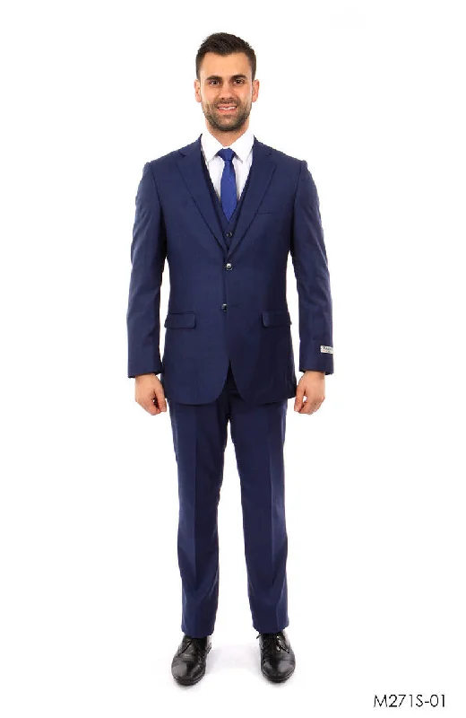 Casual Cardigans Dk. Blue Pinstripe tone on tone 3-PC Slim Fit Suits