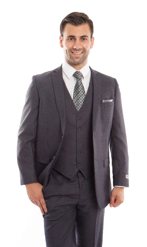 Warm Jackets Gray 3-PC Slim Fit Stretch Suits