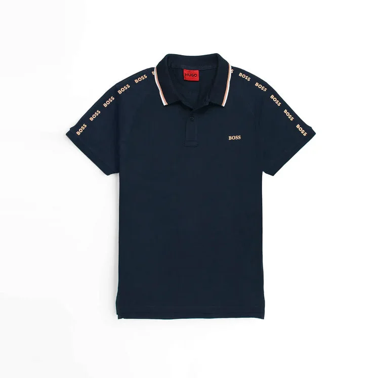 Casual Cardigans HU - Men 'Dark Navy' Boss Later Slide Contrast Trim Printed Polo HU904