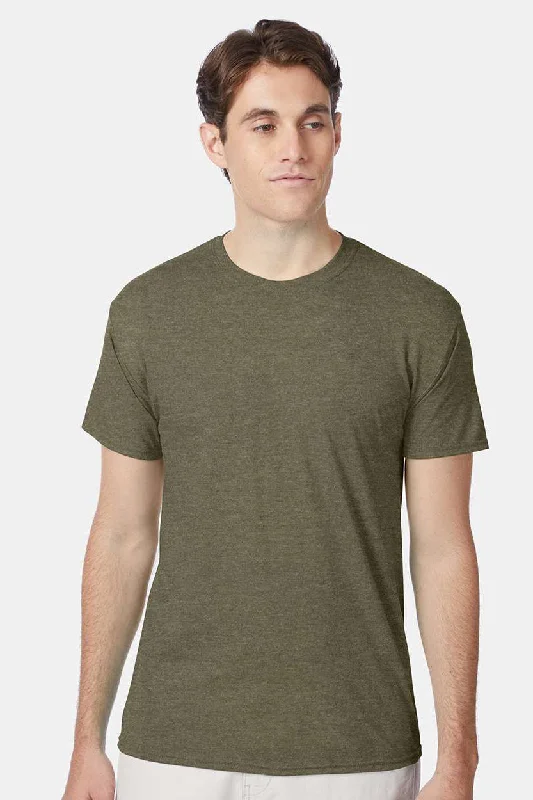 Designer Ties Hanes Mens X-Temp FreshIQ Moisture Wicking Short Sleeve Crewneck T-Shirt - Military Green