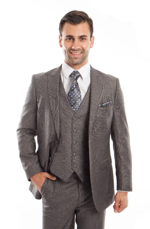 Hipster Style Gray 3-PC Slim Fit Stretch Suits