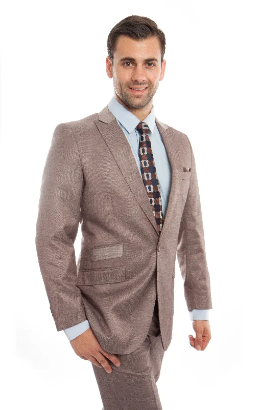 Casual Blazers Dk. Tan 2-PC Slim Fit Performance Stretch Suits