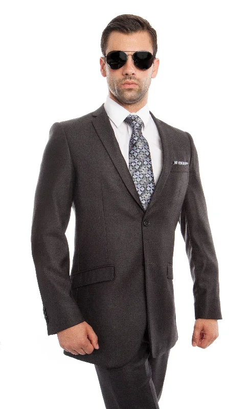 Cool Jackets Grey 2-PC Slim Fit Performance Stretch Suits