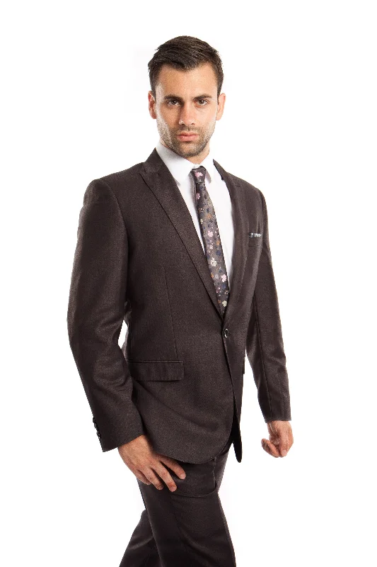 Military Jackets Dk. Gray Solid 2-PC Slim Fit Performance Stretch Suits