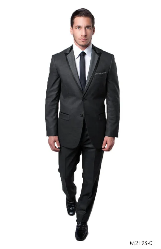 Street Casual Charcoal / Black Suit For Men Formal Suits For All Ocassions