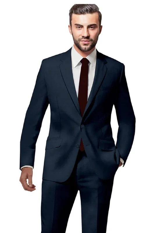 Jogging Suits Navy Blue Windowpane Suit - Timeless Elegance, Custom Tailored