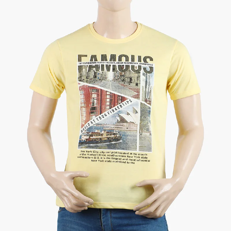 Sporty Blazers Men's Round Neck Half Sleeves Printed T-Shirt - Yellow