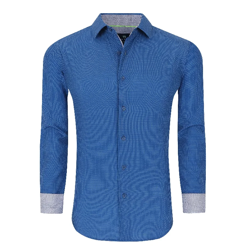 Casual Sweatshirts Tom Baine Slim Fit Performance Long Sleeve Geometric Button Down