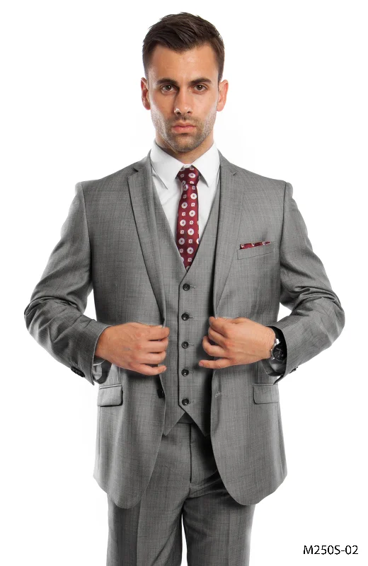 Street Denim Gray 3-PC Slim Fit Performance Stretch Suits