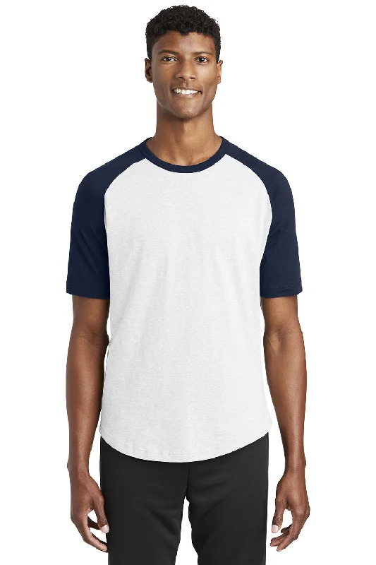 Slim-fit Shirts Sport-Tek Mens Short Sleeve Crewneck T-Shirt - White/Navy Blue