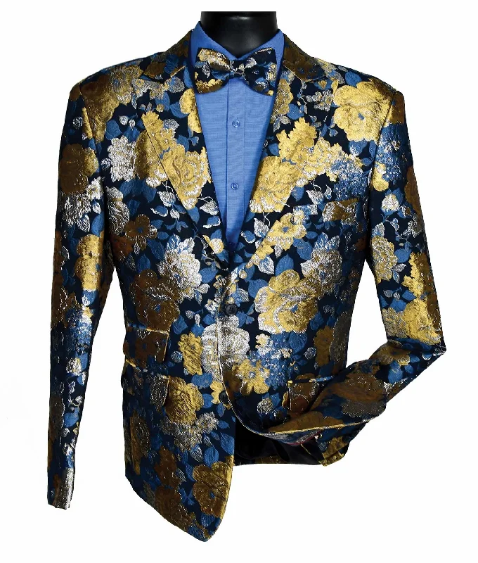 Boho Menswear BLU MARTINI I 9252-PARTYSC BLAZER WITH MATCHING BOWTIE I 942-FANCY BLUE