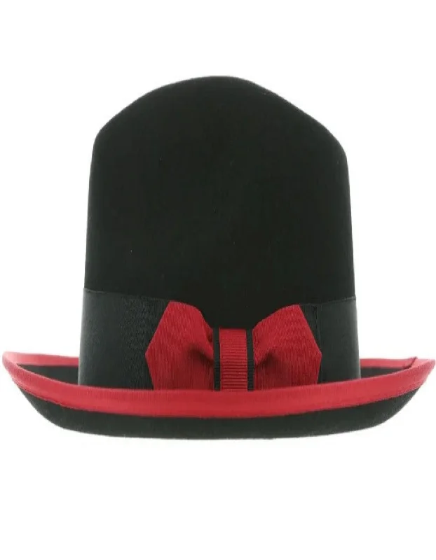 Formal Jackets Black and Red Dress Hat 1920s Fedora Style - Men's Classic Two Tone Trilby Fedora Dress Hat in Black and Red