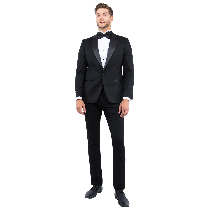 Denim Wear Men's Tailored-Fit Suits Separates Tuxedo Jacket w/ Peak Lapel