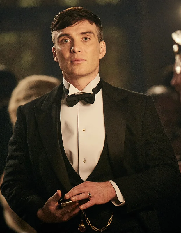 Button-up Shirts Mens Costume Thomas Shelby Black Vested Tuxedo